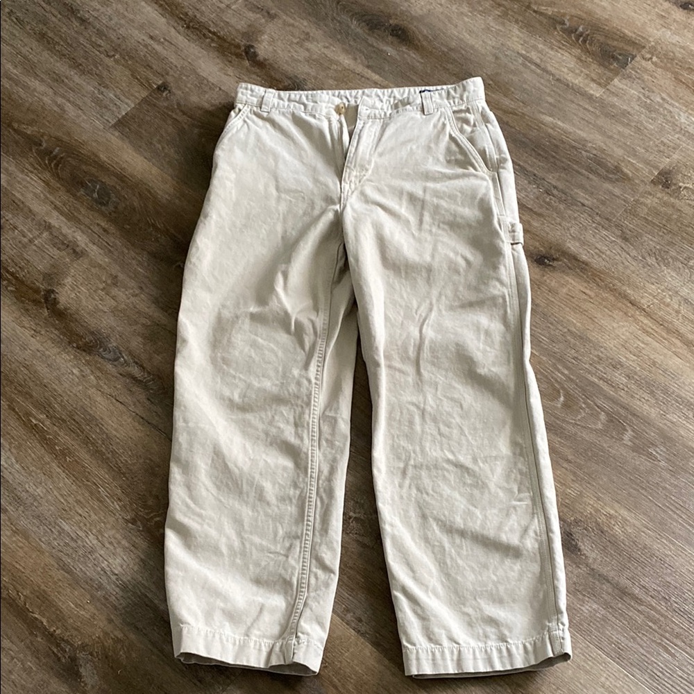 GAP Cream Wide Leg Pants Cotton Blend